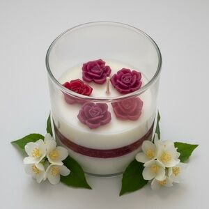 Jasmine fragrance candle with flowers - 250 ml